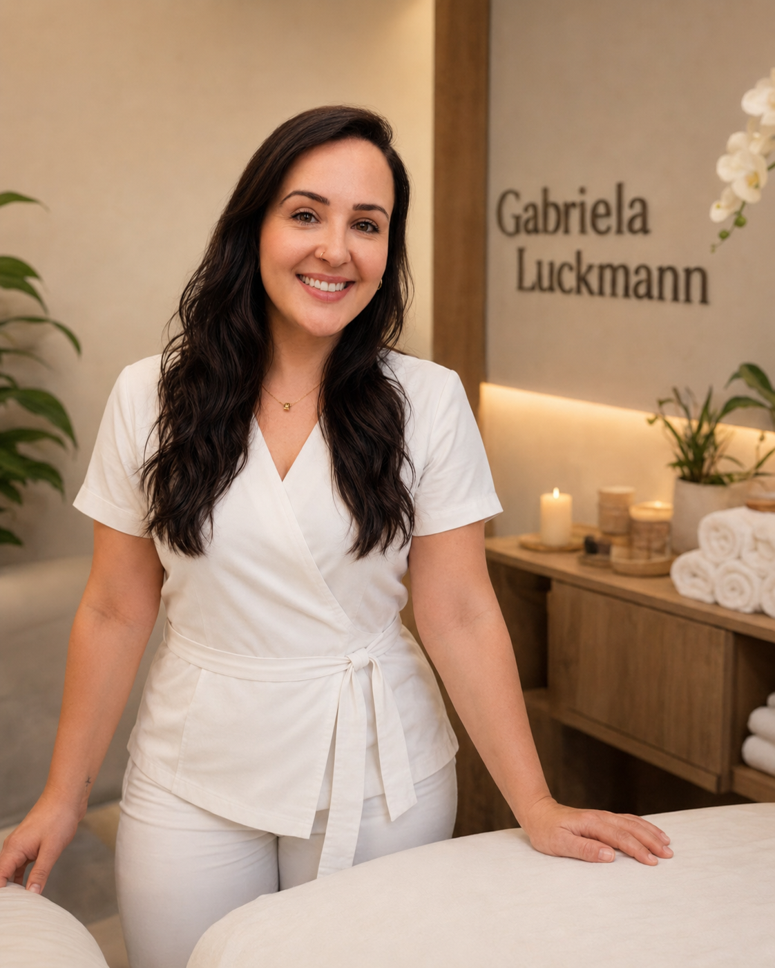 Drenagem linfática pós-operatória em São José - Gabriela em seu estúdio de estética na Essencial Natural